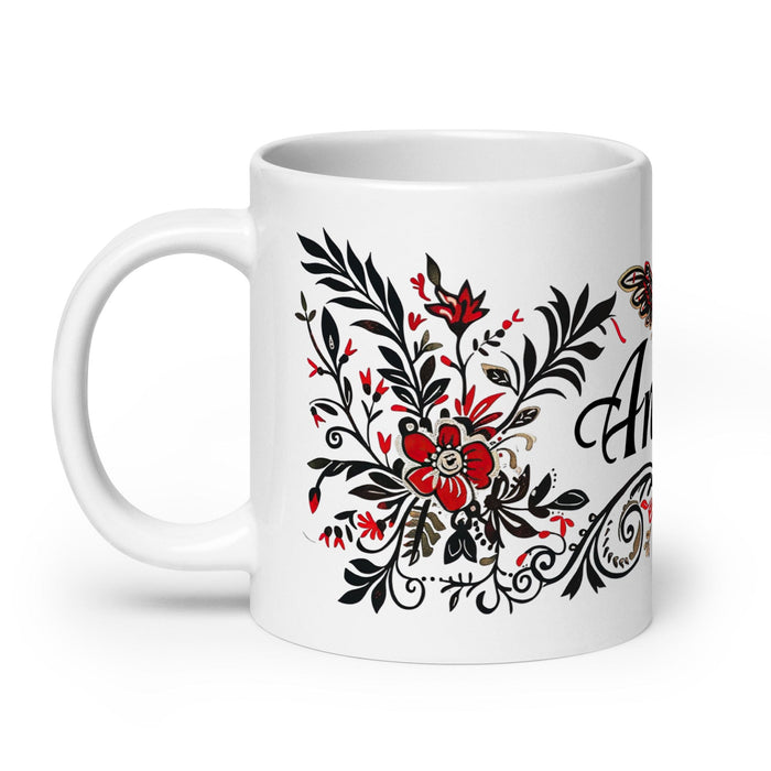 Ángela Exclusive Name Art Piece Home Office Work Coffee Mug Mexican Spanish Pride Gift Cup One-Of-A-Kind Calligraphy White Glossy Mug | Á15 Mexicada