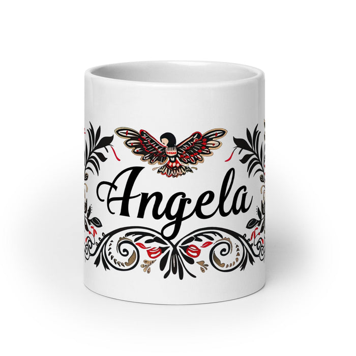 Ángela Exclusive Name Art Piece Home Office Work Coffee Mug Mexican Spanish Pride Gift Cup One-Of-A-Kind Calligraphy White Glossy Mug | Á15 Mexicada