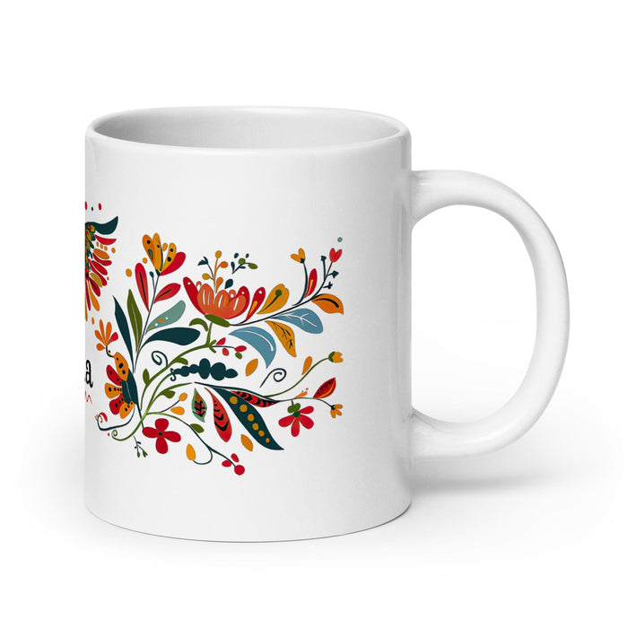 Ángela Exclusive Name Art Piece Home Office Work Coffee Mug Mexican Spanish Pride Gift Cup One-Of-A-Kind Calligraphy White Glossy Mug | Á16 Mexicada 20 oz