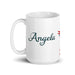 Ángela Exclusive Name Art Piece Home Office Work Coffee Mug Mexican Spanish Pride Gift Cup One - Of - A - Kind Calligraphy White Glossy Mug | Á17 - Mexicada