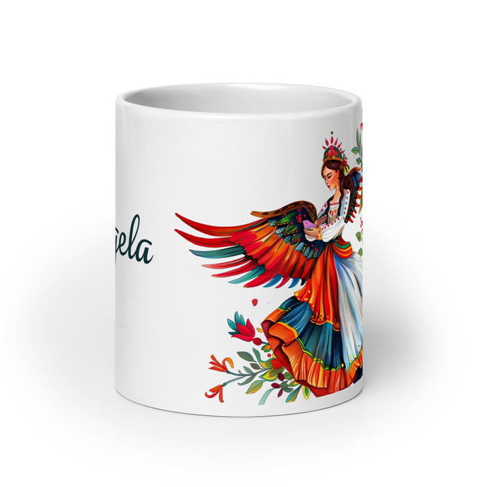 Ángela Exclusive Name Art Piece Home Office Work Coffee Mug Mexican Spanish Pride Gift Cup One - Of - A - Kind Calligraphy White Glossy Mug | Á17 - Mexicada