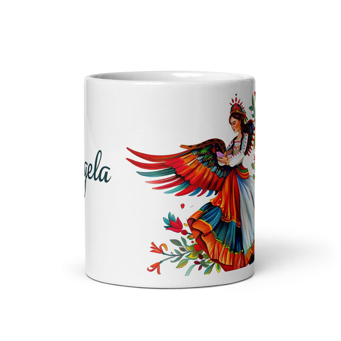 Ángela Exclusive Name Art Piece Home Office Work Coffee Mug Mexican Spanish Pride Gift Cup One-Of-A-Kind Calligraphy White Glossy Mug | Á17 Mexicada