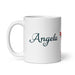 Ángela Exclusive Name Art Piece Home Office Work Coffee Mug Mexican Spanish Pride Gift Cup One-Of-A-Kind Calligraphy White Glossy Mug | Á17 Mexicada