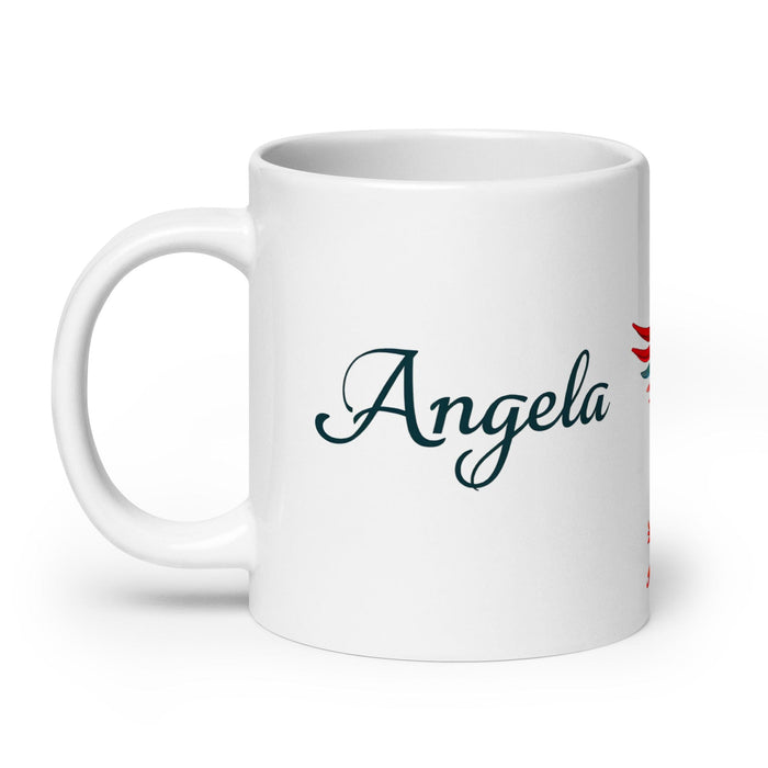 Ángela Exclusive Name Art Piece Home Office Work Coffee Mug Mexican Spanish Pride Gift Cup One-Of-A-Kind Calligraphy White Glossy Mug | Á17 Mexicada