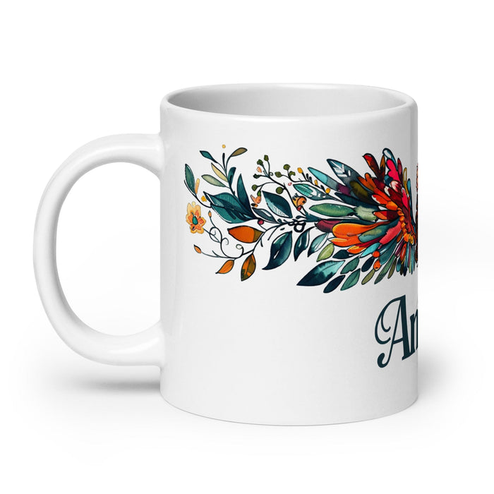 Ángela Exclusive Name Art Piece Home Office Work Coffee Mug Mexican Spanish Pride Gift Cup One-Of-A-Kind Calligraphy White Glossy Mug | Á18 Mexicada