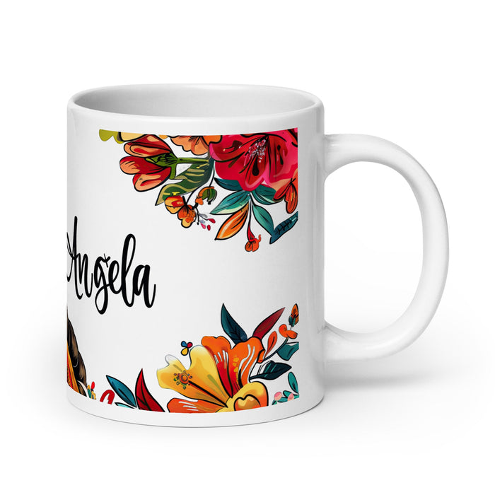 Ángela Exclusive Name Art Piece Home Office Work Coffee Mug Mexican Spanish Pride Gift Cup One - Of - A - Kind Calligraphy White Glossy Mug | Á2 - Mexicada