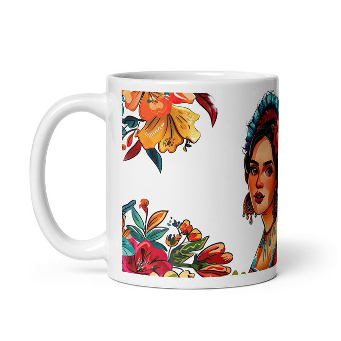 Ángela Exclusive Name Art Piece Home Office Work Coffee Mug Mexican Spanish Pride Gift Cup One-Of-A-Kind Calligraphy White Glossy Mug | Á2 Mexicada