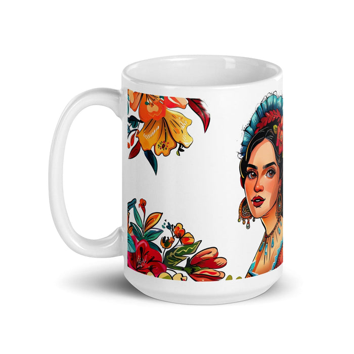 Ángela Exclusive Name Art Piece Home Office Work Coffee Mug Mexican Spanish Pride Gift Cup One-Of-A-Kind Calligraphy White Glossy Mug | Á2 Mexicada