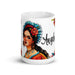 Ángela Exclusive Name Art Piece Home Office Work Coffee Mug Mexican Spanish Pride Gift Cup One-Of-A-Kind Calligraphy White Glossy Mug | Á2 Mexicada