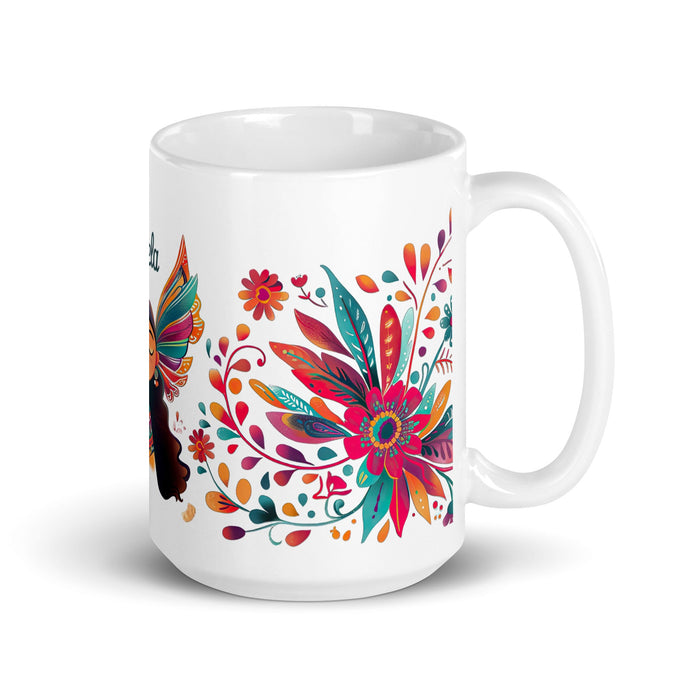 Ángela Exclusive Name Art Piece Home Office Work Coffee Mug Mexican Spanish Pride Gift Cup One - Of - A - Kind Calligraphy White Glossy Mug | Á20 - Mexicada