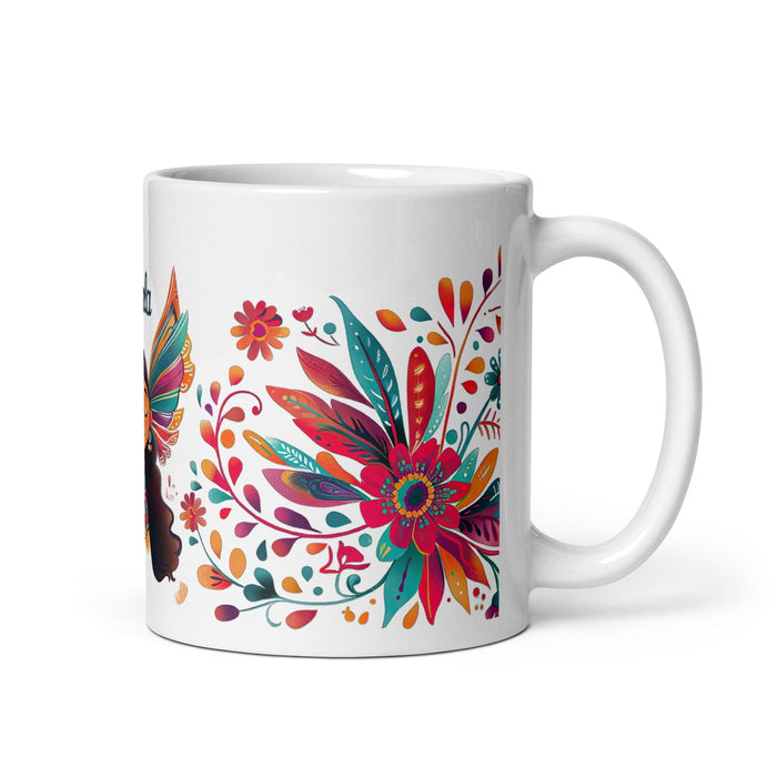 Ángela Exclusive Name Art Piece Home Office Work Coffee Mug Mexican Spanish Pride Gift Cup One-Of-A-Kind Calligraphy White Glossy Mug | Á20 Mexicada 11 oz