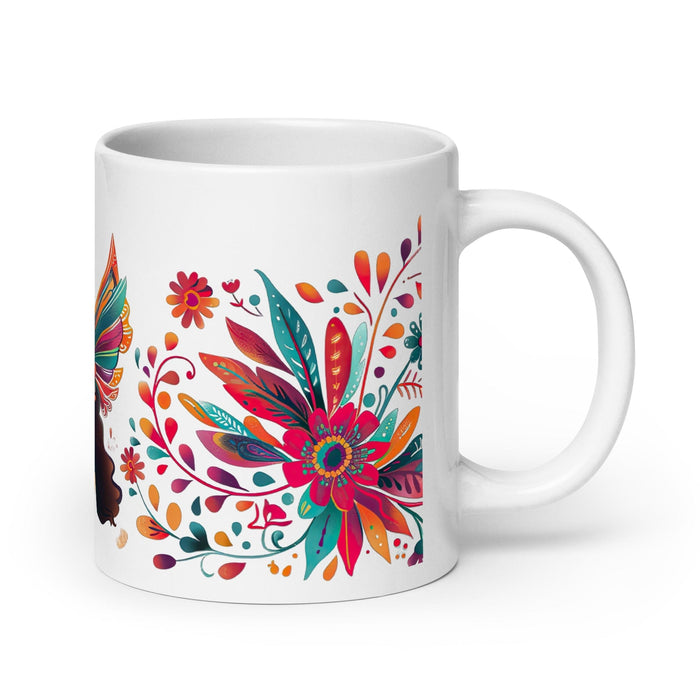 Ángela Exclusive Name Art Piece Home Office Work Coffee Mug Mexican Spanish Pride Gift Cup One-Of-A-Kind Calligraphy White Glossy Mug | Á20 Mexicada 20 oz