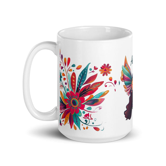 Ángela Exclusive Name Art Piece Home Office Work Coffee Mug Mexican Spanish Pride Gift Cup One-Of-A-Kind Calligraphy White Glossy Mug | Á20 Mexicada