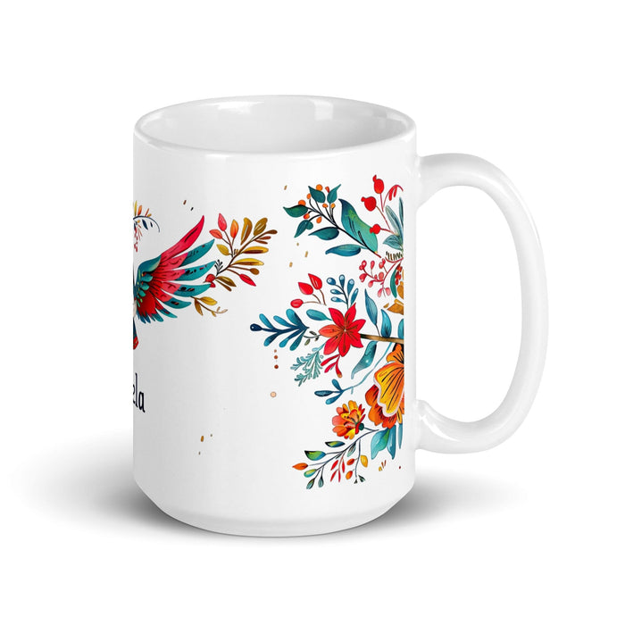 Ángela Exclusive Name Art Piece Home Office Work Coffee Mug Mexican Spanish Pride Gift Cup One-Of-A-Kind Calligraphy White Glossy Mug | Á21 Mexicada 15 oz