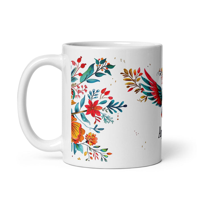 Ángela Exclusive Name Art Piece Home Office Work Coffee Mug Mexican Spanish Pride Gift Cup One-Of-A-Kind Calligraphy White Glossy Mug | Á21 Mexicada