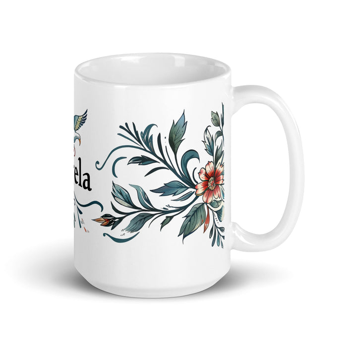 Ángela Exclusive Name Art Piece Home Office Work Coffee Mug Mexican Spanish Pride Gift Cup One - Of - A - Kind Calligraphy White Glossy Mug | Á22 - Mexicada