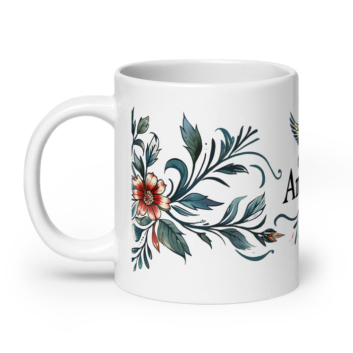 Ángela Exclusive Name Art Piece Home Office Work Coffee Mug Mexican Spanish Pride Gift Cup One - Of - A - Kind Calligraphy White Glossy Mug | Á22 - Mexicada