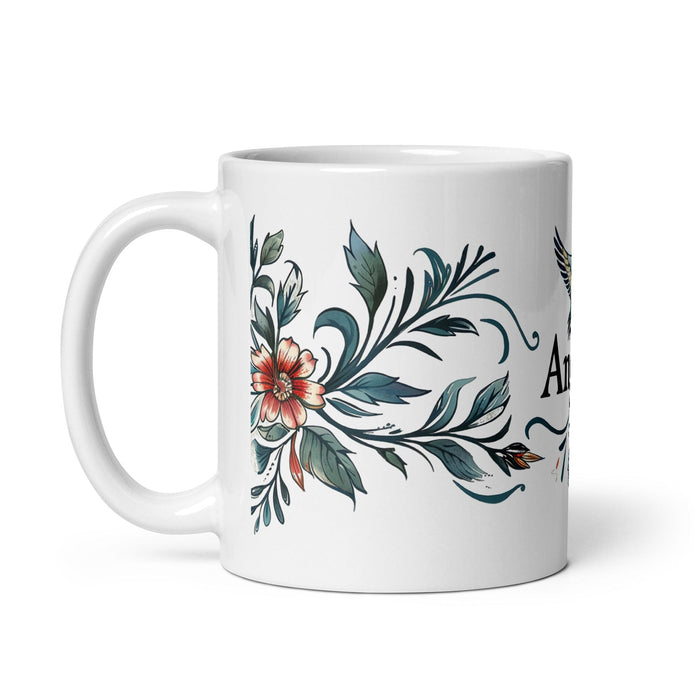 Ángela Exclusive Name Art Piece Home Office Work Coffee Mug Mexican Spanish Pride Gift Cup One-Of-A-Kind Calligraphy White Glossy Mug | Á22 Mexicada