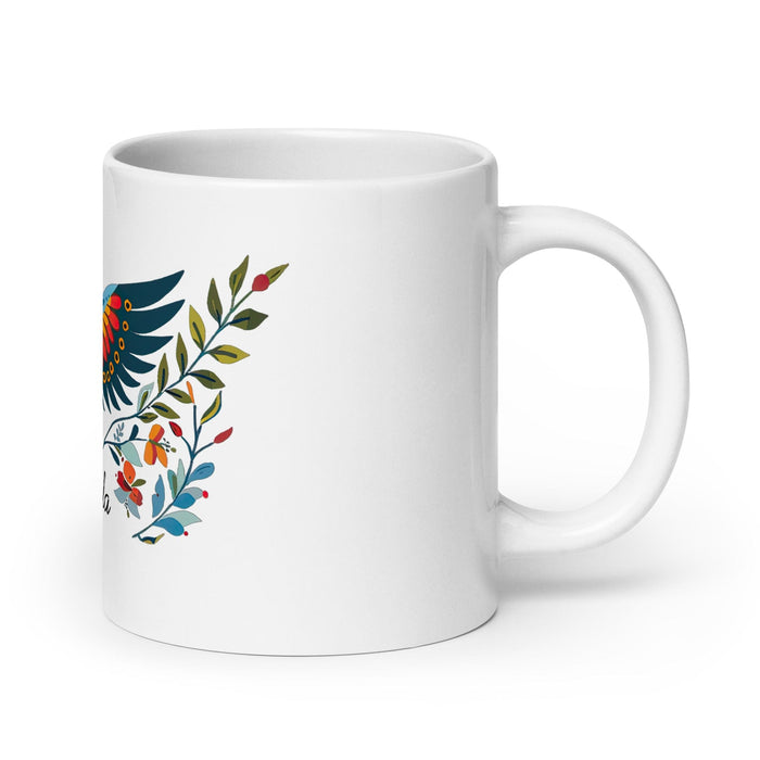 Ángela Exclusive Name Art Piece Home Office Work Coffee Mug Mexican Spanish Pride Gift Cup One-Of-A-Kind Calligraphy White Glossy Mug | Á23 Mexicada 20 oz