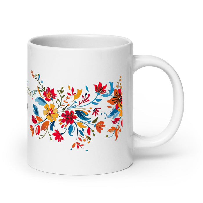 Ángela Exclusive Name Art Piece Home Office Work Coffee Mug Mexican Spanish Pride Gift Cup One-Of-A-Kind Calligraphy White Glossy Mug | Á24 Mexicada 20 oz