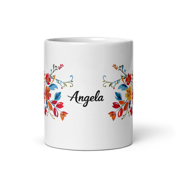 Ángela Exclusive Name Art Piece Home Office Work Coffee Mug Mexican Spanish Pride Gift Cup One-Of-A-Kind Calligraphy White Glossy Mug | Á24 Mexicada