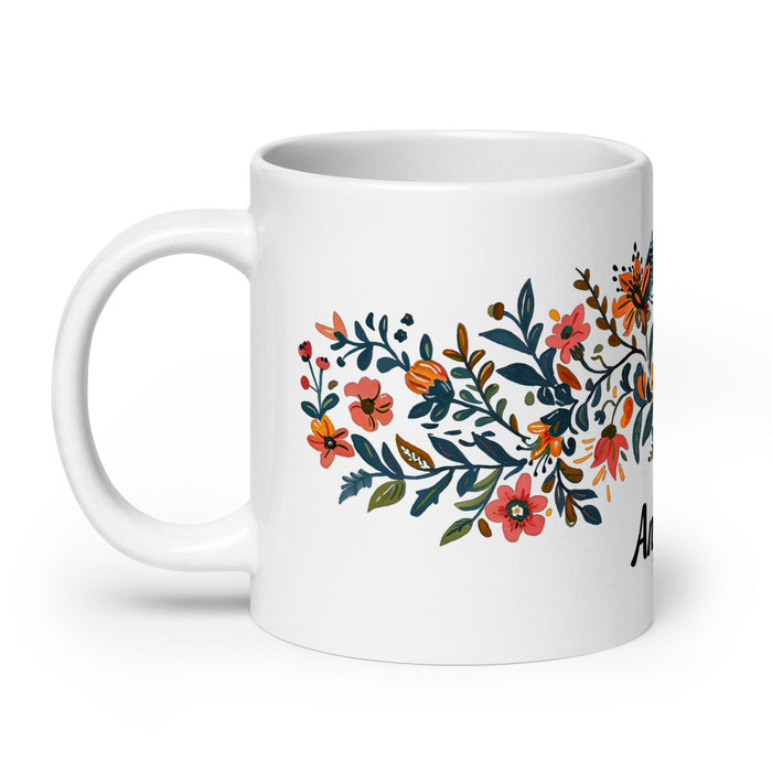 Ángela Exclusive Name Art Piece Home Office Work Coffee Mug Mexican Spanish Pride Gift Cup One-Of-A-Kind Calligraphy White Glossy Mug | Á25 Mexicada