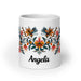 Ángela Exclusive Name Art Piece Home Office Work Coffee Mug Mexican Spanish Pride Gift Cup One-Of-A-Kind Calligraphy White Glossy Mug | Á25 Mexicada