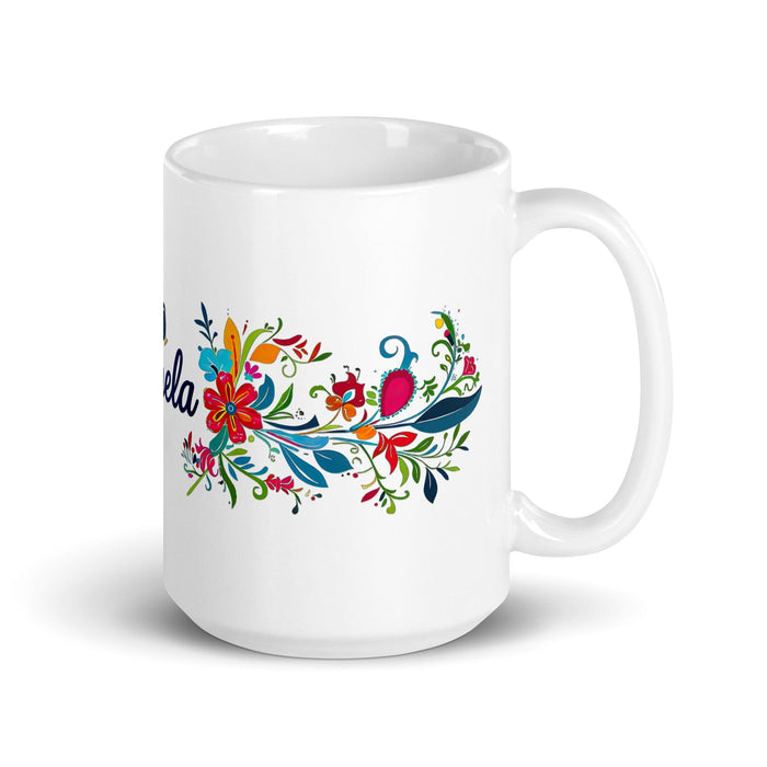 Ángela Exclusive Name Art Piece Home Office Work Coffee Mug Mexican Spanish Pride Gift Cup One-Of-A-Kind Calligraphy White Glossy Mug | Á26 Mexicada 15 oz