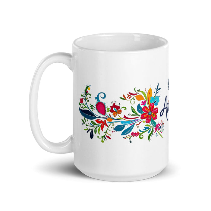 Ángela Exclusive Name Art Piece Home Office Work Coffee Mug Mexican Spanish Pride Gift Cup One-Of-A-Kind Calligraphy White Glossy Mug | Á26 Mexicada