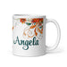 Ángela Exclusive Name Art Piece Home Office Work Coffee Mug Mexican Spanish Pride Gift Cup One - Of - A - Kind Calligraphy White Glossy Mug | Á27 - Mexicada