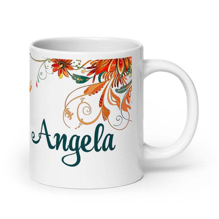 Ángela Exclusive Name Art Piece Home Office Work Coffee Mug Mexican Spanish Pride Gift Cup One - Of - A - Kind Calligraphy White Glossy Mug | Á27 - Mexicada