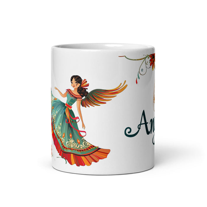 Ángela Exclusive Name Art Piece Home Office Work Coffee Mug Mexican Spanish Pride Gift Cup One - Of - A - Kind Calligraphy White Glossy Mug | Á27 - Mexicada