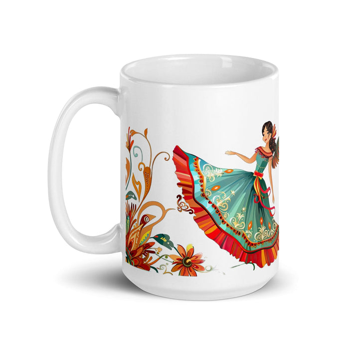 Ángela Exclusive Name Art Piece Home Office Work Coffee Mug Mexican Spanish Pride Gift Cup One-Of-A-Kind Calligraphy White Glossy Mug | Á27 Mexicada