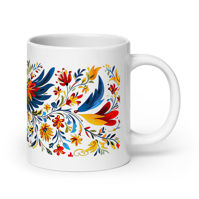 Ángela Exclusive Name Art Piece Home Office Work Coffee Mug Mexican Spanish Pride Gift Cup One - Of - A - Kind Calligraphy White Glossy Mug | Á28 - Mexicada