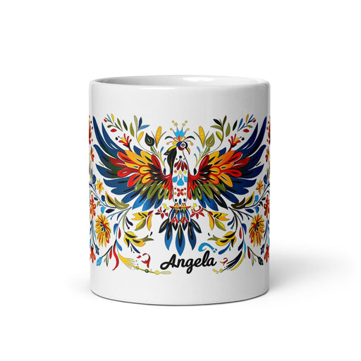 Ángela Exclusive Name Art Piece Home Office Work Coffee Mug Mexican Spanish Pride Gift Cup One-Of-A-Kind Calligraphy White Glossy Mug | Á28 Mexicada