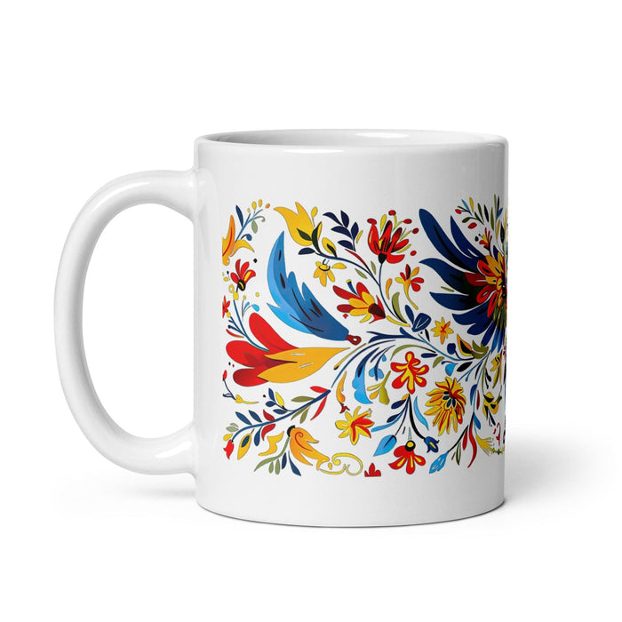 Ángela Exclusive Name Art Piece Home Office Work Coffee Mug Mexican Spanish Pride Gift Cup One-Of-A-Kind Calligraphy White Glossy Mug | Á28 Mexicada