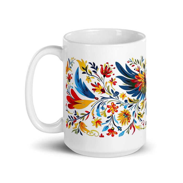 Ángela Exclusive Name Art Piece Home Office Work Coffee Mug Mexican Spanish Pride Gift Cup One-Of-A-Kind Calligraphy White Glossy Mug | Á28 Mexicada