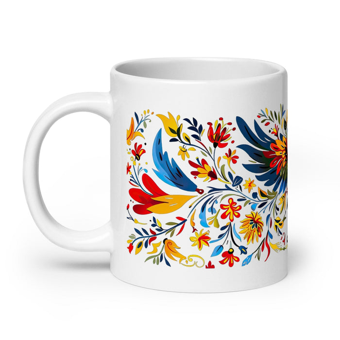 Ángela Exclusive Name Art Piece Home Office Work Coffee Mug Mexican Spanish Pride Gift Cup One-Of-A-Kind Calligraphy White Glossy Mug | Á28 Mexicada