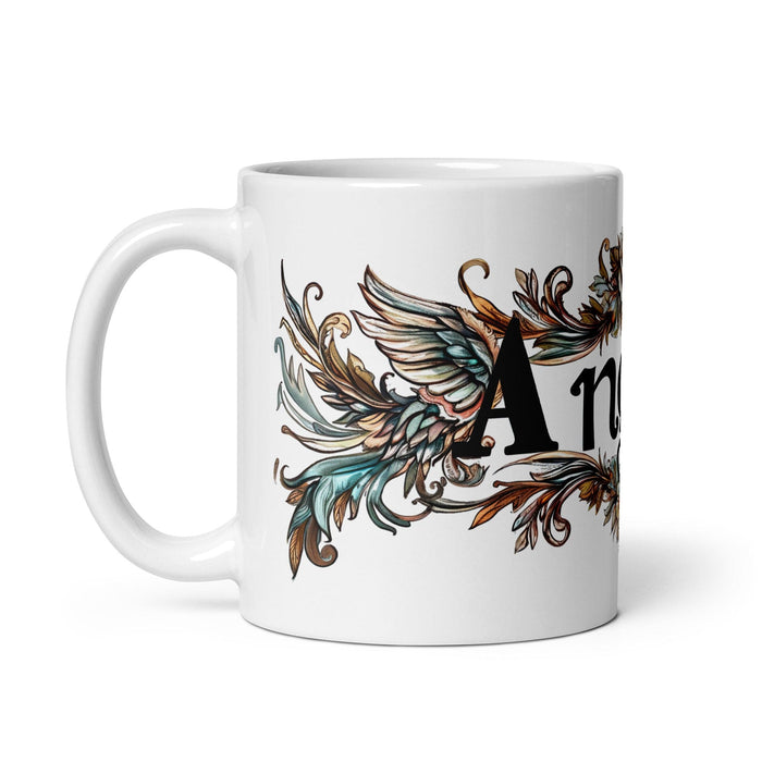 Ángela Exclusive Name Art Piece Home Office Work Coffee Mug Mexican Spanish Pride Gift Cup One-Of-A-Kind Calligraphy White Glossy Mug | Á30 Mexicada