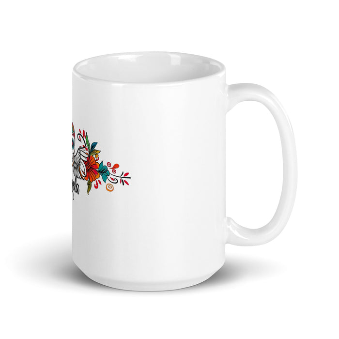 Ángela Exclusive Name Art Piece Home Office Work Coffee Mug Mexican Spanish Pride Gift Cup One - Of - A - Kind Calligraphy White Glossy Mug | Á31 - Mexicada