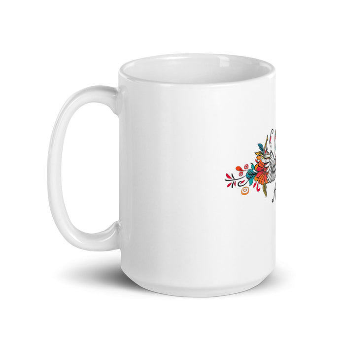 Ángela Exclusive Name Art Piece Home Office Work Coffee Mug Mexican Spanish Pride Gift Cup One - Of - A - Kind Calligraphy White Glossy Mug | Á31 - Mexicada