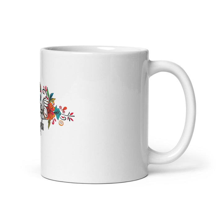 Ángela Exclusive Name Art Piece Home Office Work Coffee Mug Mexican Spanish Pride Gift Cup One-Of-A-Kind Calligraphy White Glossy Mug | Á31 Mexicada 11 oz