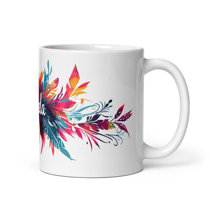 Ángela Exclusive Name Art Piece Home Office Work Coffee Mug Mexican Spanish Pride Gift Cup One - Of - A - Kind Calligraphy White Glossy Mug | Á33 - Mexicada