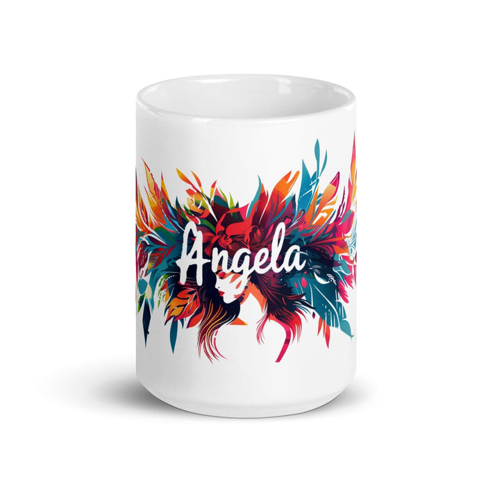 Ángela Exclusive Name Art Piece Home Office Work Coffee Mug Mexican Spanish Pride Gift Cup One-Of-A-Kind Calligraphy White Glossy Mug | Á33 Mexicada