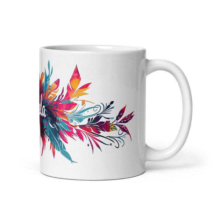 Ángela Exclusive Name Art Piece Home Office Work Coffee Mug Mexican Spanish Pride Gift Cup One-Of-A-Kind Calligraphy White Glossy Mug | Á34 Mexicada 11 oz