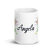 Ángela Exclusive Name Art Piece Home Office Work Coffee Mug Mexican Spanish Pride Gift Cup One-Of-A-Kind Calligraphy White Glossy Mug | Á4 Mexicada