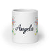 Ángela Exclusive Name Art Piece Home Office Work Coffee Mug Mexican Spanish Pride Gift Cup One-Of-A-Kind Calligraphy White Glossy Mug | Á4 Mexicada