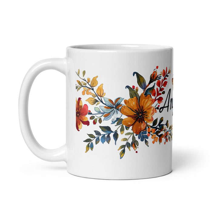 Ángela Exclusive Name Art Piece Home Office Work Coffee Mug Mexican Spanish Pride Gift Cup One-Of-A-Kind Calligraphy White Glossy Mug | Á5 Mexicada