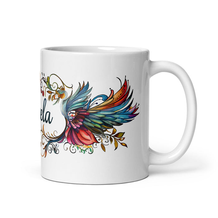 Ángela Exclusive Name Art Piece Home Office Work Coffee Mug Mexican Spanish Pride Gift Cup One - Of - A - Kind Calligraphy White Glossy Mug | Á6 - Mexicada