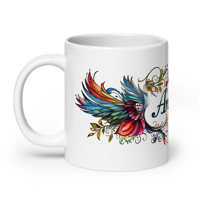 Ángela Exclusive Name Art Piece Home Office Work Coffee Mug Mexican Spanish Pride Gift Cup One - Of - A - Kind Calligraphy White Glossy Mug | Á6 - Mexicada